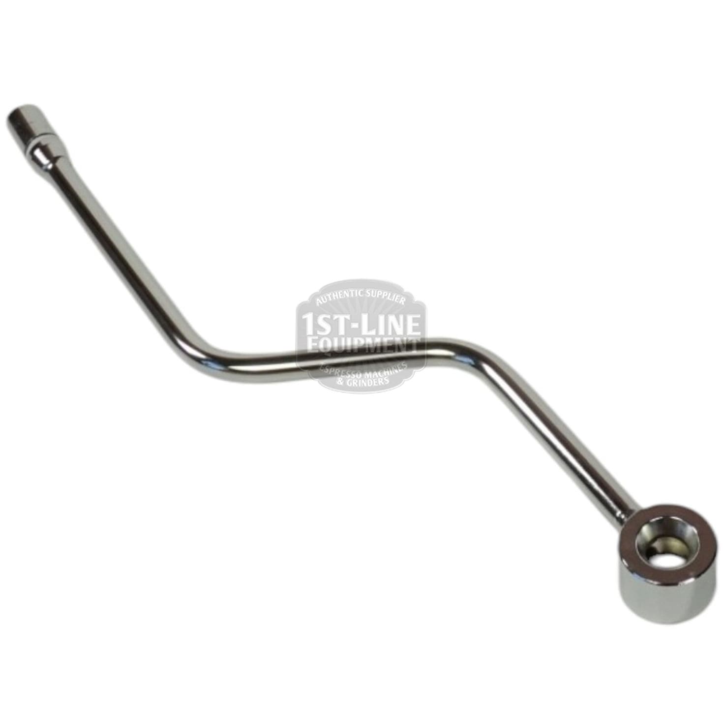 The Brasilia PORTOFINO-CENTURY STEAM PIPE is a metal, bent steam pipe with a mounting base and narrow nozzle, designed for steaming milk in Brasilia PORTOFINO-CENTURY espresso machines. © 2025 1st-line.com