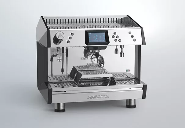 The discontinued Bezzera Arcadia DE Brewing Profile Espresso Machine features 1 group, electronic dosage, heat exchange system, white panels, and precise brewing controls for tailored espresso. 110V model. © 2025 1st-line.com