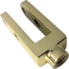 The Elektra 00178019 Brass Lever Fork is a shiny gold-colored fork with two parallel arms, a rectangular center opening, and a threaded hole at the base. © 2025 1st-line.com