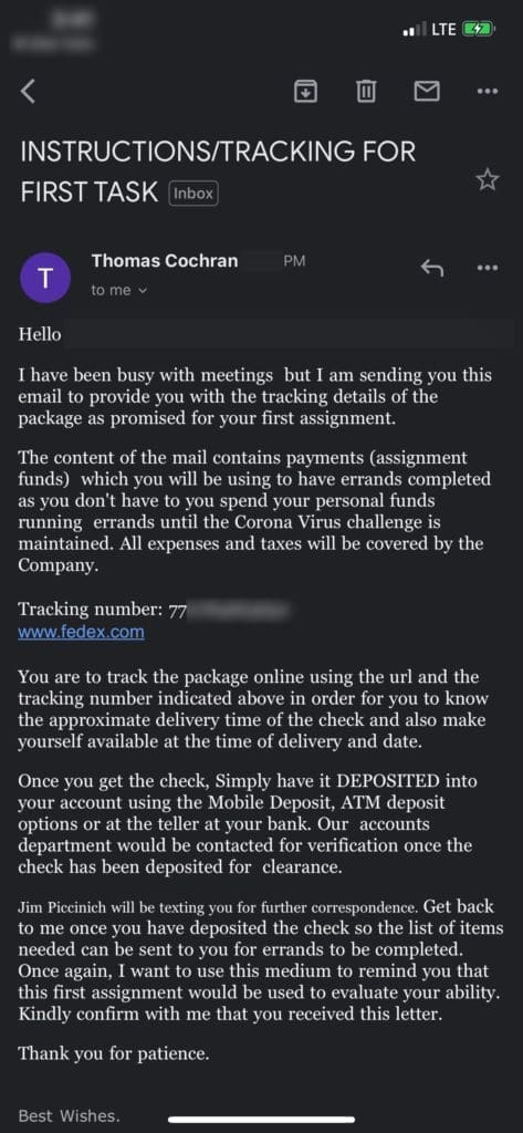 Scammer's Message Scammer's Message