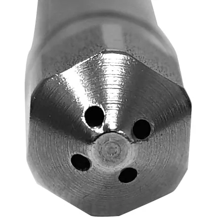 Close-up of the 1st-line V218 Stainless Steel Steam Pipe with Four-Hole Spout, showing its triangularly arranged holes on a flat surface. © 2025 1st-line.com