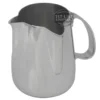 The Ilsa Revolution Duet Latte Art Milk Pitcher is a stainless steel frothing pitcher with handle and spout, ideal for espresso drinks and latte art. The shiny finish displays the 1st-Line Equipment logo near the rim. © 2025 1st-line.com