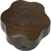 The La Pavoni Assembly Wood Plug is a dark wooden knob with a flower-shaped outline and an engraved cloud design on top, ideal for your La Pavoni setup. © 2025 1st-line.com