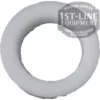 Cimbali 18x13x2mm PTFE GASKET, white and circular with a smooth surface, displayed on white. A semi-transparent badge in the top right reads Authentic Supplier 1st-Line Equipment Espresso Machines & Grinders. Ideal for Cimbali machines. © 2025 1st-line.com