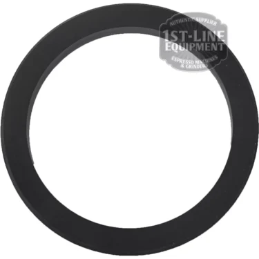 A black, circular La Cimbali 8mm HOLDER GASKET with a matte finish is displayed on a white background. The partially visible 1st-Line Equipment logo appears in the top right corner. Suitable for La Cimbali machines. © 2025 1st-line.com