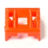 A bright orange rectangular plastic object with grooved edges and open sections—resembling a small building block—is the Lelit 3700074 Water Tank/Reservoir Counter, shown on a white background. © 2025 1st-line.com