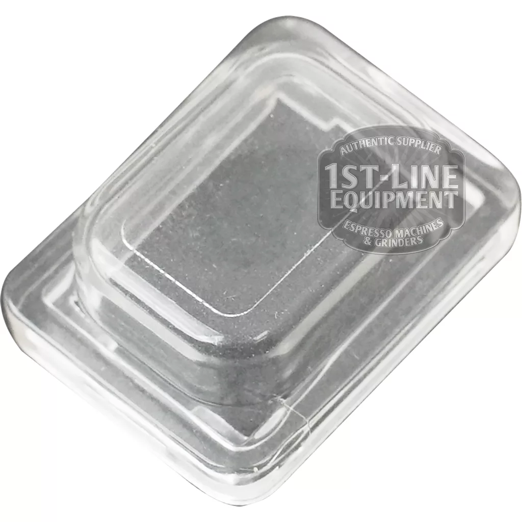 A clear plastic rectangular container with a fitted lid is shown at an angle. The 1st-Line Equipment Espresso Machines & Grinders logo appears in the top right, next to the I.3679 PVC Switch Protector RL-31 for Bar Kap Machine. © 2025 1st-line.com
