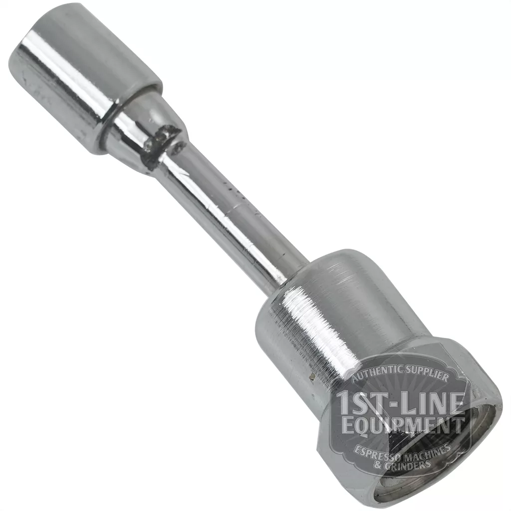 A close-up of the C..103 M-15/20/30 WATER PIPE tool with hexagonal sockets on both ends lies on a white background, designed for tightening or loosening bolts, nuts, or fittings on water pipes. © 2025 1st-line.com