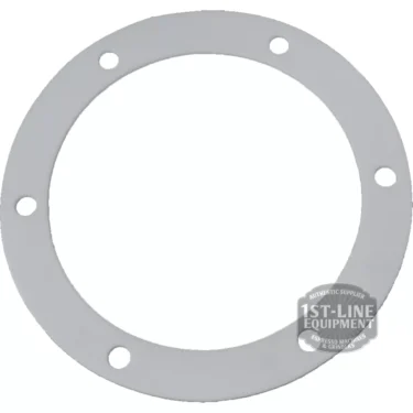 A gray, circular Cimbali PTFE Boiler Gasket (180x140x3mm) with five evenly spaced edge holes is displayed on a white background. The 1st-Line Equipment logo appears in the lower right, suitable for Cimbali machines. © 2025 1st-line.com