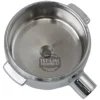A handleless, stainless steel espresso portafilter basket compatible with the Cimbali M-20/30 FILTERHOLDER BODY, featuring the 1st-Line Equipment logo in the center and viewed from above on a white background. © 2025 1st-line.com