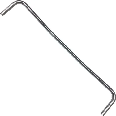 A metal L-shaped tire iron with a polished silver finish, photographed on a white background, offers durability comparable to the ECM M3007 Top Cup Heater Grid Railing. © 2025 1st-line.com