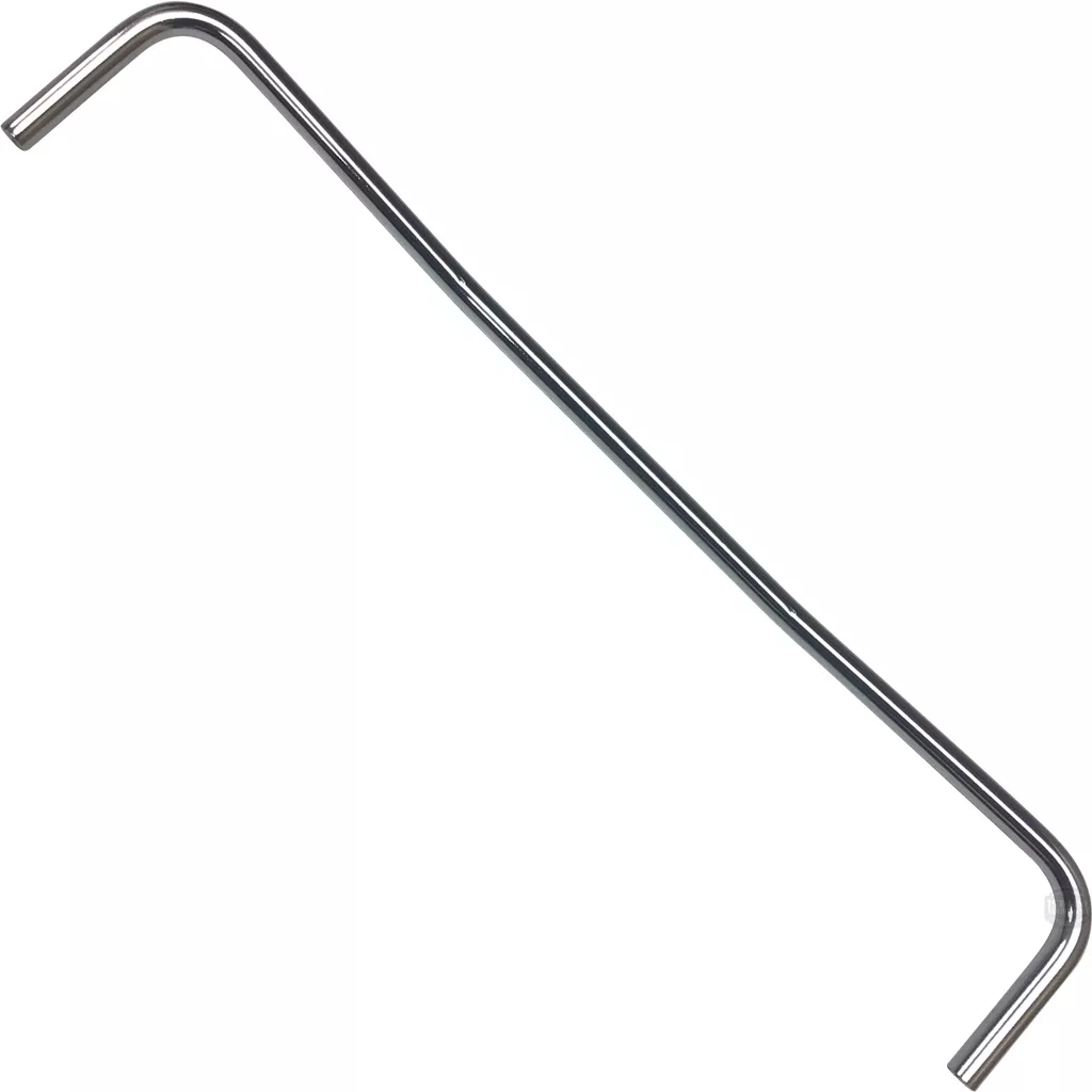 A metal L-shaped tire iron with a polished silver finish, photographed on a white background, offers durability comparable to the ECM M3007 Top Cup Heater Grid Railing. © 2025 1st-line.com