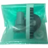 A metal valve, black rubber piece, white washer, and a small 0–10 ruler are in a translucent teal bag—likely all components of the Eureka 2580.1900KIT Grinding Adjustment Knob Assembly. © 2025 1st-line.com