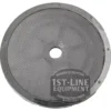 A round metal mesh SHOWER screen with a central hole and solid rim, labeled C..255 M-30 SHOWER in the bottom right to indicate its a 1st-Line Equipment part for espresso machines or grinders. © 2025 1st-line.com