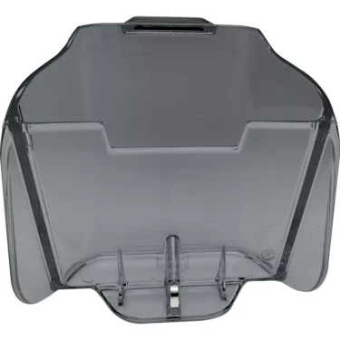 A transparent, gray-tinted motorcycle windshield with a curved design and bottom mounting hardware—featuring a hue like the Eureka 2580.0500TFN Tinted Ground Coffee Container. © 2025 1st-line.com