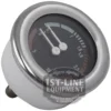 Close-up of the C..115 DOUBLE SCALE PRESSURE GAUGE, featuring a round black face, white numbers, two indicator needles, and a metal rim. The 1st-Line Equipment logo partially covers the lower portion of the gauge. © 2025 1st-line.com