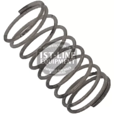 Close-up of the C..206 TAP RETENTION SPRING, tightly coiled and set diagonally on a white background. The slightly worn metal spring displays a 1st-Line Equipment watermark. © 2025 1st-line.com