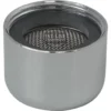 Close-up of the C..432 DIFUSER Aerator, a cylindrical metal device with a mesh screen to control water flow and reduce splashing. Its shiny, reflective surface showcases the efficient DIFUSER design. © 2025 1st-line.com