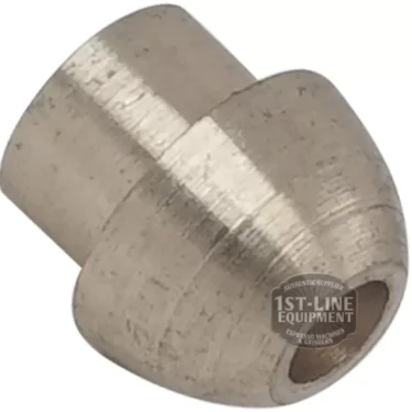 Close-up of the V...21 6mm CONICAL CAP, a small metallic part with a beveled edge and central hole, likely used in espresso machines. Image features a 1st-Line Equipment watermark. © 2025 1st-line.com