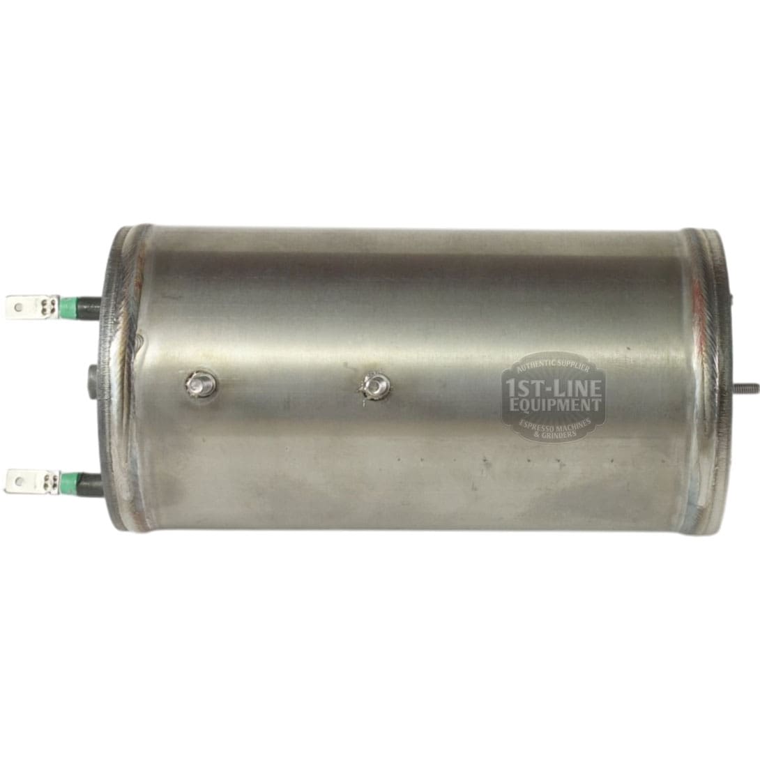 The ACS MIN1008 110V Coffee Boiler with Heating Element is cylindrical, has two green electrical connectors on one end, and is shown from the side against a plain white background. © 2025 1st-line.com