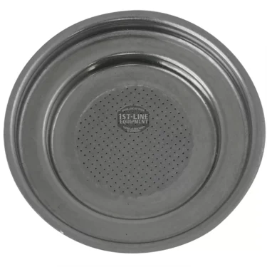 The Ascaso I...64 57mm Pod Filter Basket is a round metal pod basket with center perforations, a raised outer edge for secure placement, and “1st-Line Equipment” printed on the mesh. © 2025 1st-line.com