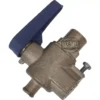 The Ascaso V..157 3/8 Water Inlet Tap is a metal valve with a blue lever handle and threaded connector, used to control water flow. It shows slight wear and features a mounting screw on one side. © 2025 1st-line.com