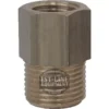 The ASCASO V..318 1/4 x 3/8m FITTING is a metal hexagonal threaded adapter with a male 1/4 x 3/8 thread at the bottom and a female opening on top, shown against a plain white background. © 2025 1st-line.com