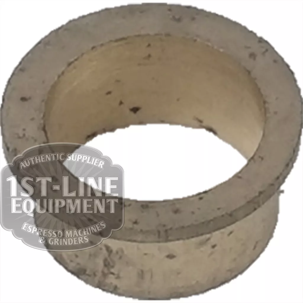 The C..205 BRASS INSERT is a small, cylindrical brass bushing with a hollow center and a slightly worn surface, marked with 1st-Line Equipment Espresso Machines & Grinders. © 2025 1st-line.com