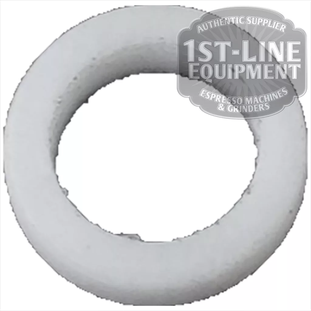 The C..211 PTFE GASKET, a white circular gasket with a center hole, is shown on a white background. The upper right displays a semi-transparent “1st-Line Equipment, Authentic Supplier, Espresso Machines & Grinders” logo. © 2025 1st-line.com