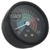 The C..257 SINGLE SCALE STEAM PRESSURE GAUGE is round and black, shows 0–2.5 bar with green, blue, and red zones, a white needle at 0 bar, and “1st-Line Equipment” printed on the glass. © 2025 1st-line.com