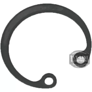 The C..281 SEEGER is a black circular retaining ring with a small hole near the open end, designed to secure parts on a shaft. The image contains a 1st-Line Equipment watermark. © 2025 1st-line.com