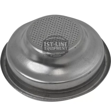 The C..378 7GR. HIGH 1 CUP FILTER is a round, metal filter basket with small perforations on top, designed to hold coffee grounds during brewing. © 2025 1st-line.com