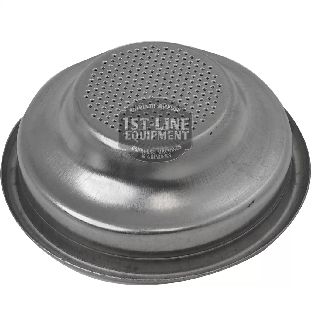 The C..378 7GR. HIGH 1 CUP FILTER is a round, metal filter basket with small perforations on top, designed to hold coffee grounds during brewing. © 2025 1st-line.com