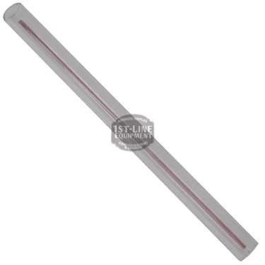 The C..463 10 x 135mm LEVEL CRYSTAL is a simple, cylindrical glass tube with a thin red center line, shown against a white background. © 2025 1st-line.com
