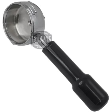 The Cimbali 1 COFFEE ALINA FILTERHOLDER, featuring a black handle for optimal coffee extraction, is shown against a white background. © 2025 1st-line.com