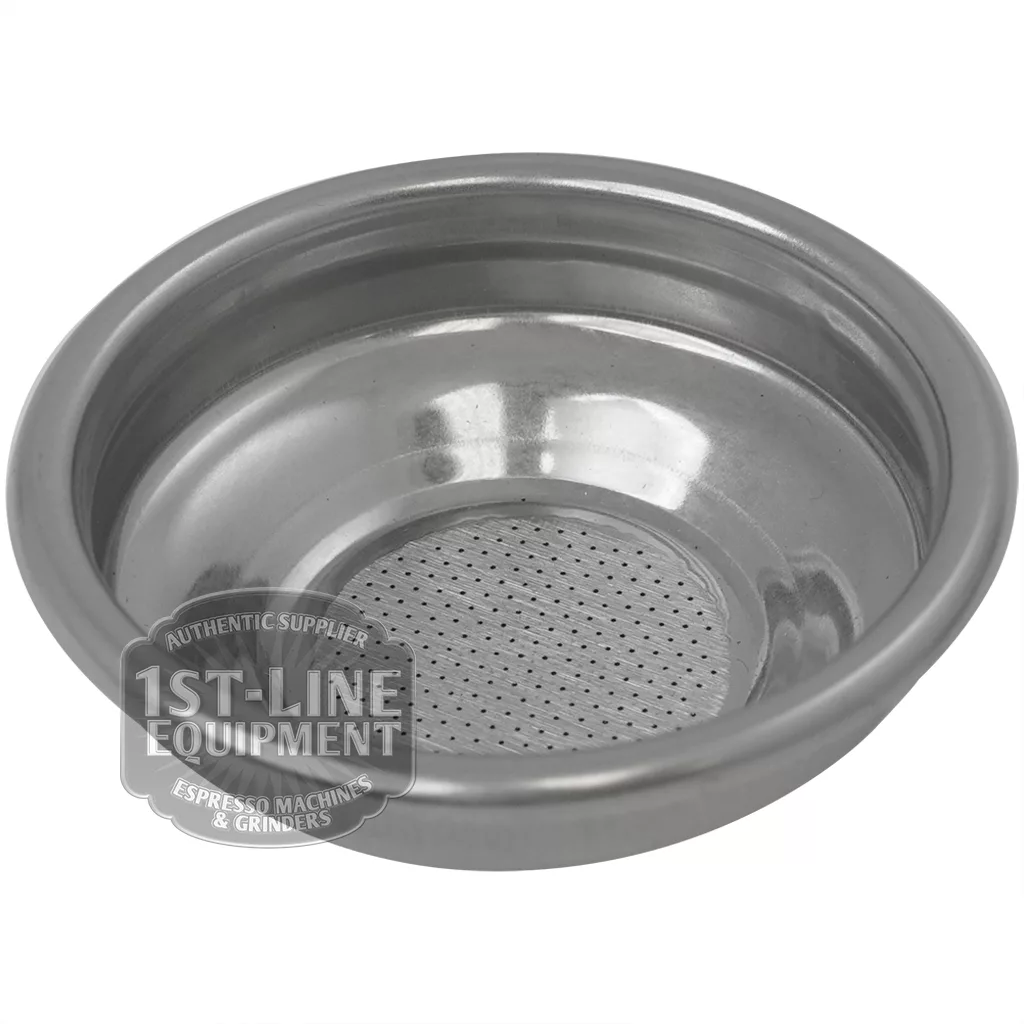 The Cimbali 6GR 1 CUP FILTER BASKET is a stainless steel filter basket with a fine mesh bottom for espresso grounds, branded “1st-Line Equipment” in the lower left corner, designed for select Cimbali machines. © 2025 1st-line.com