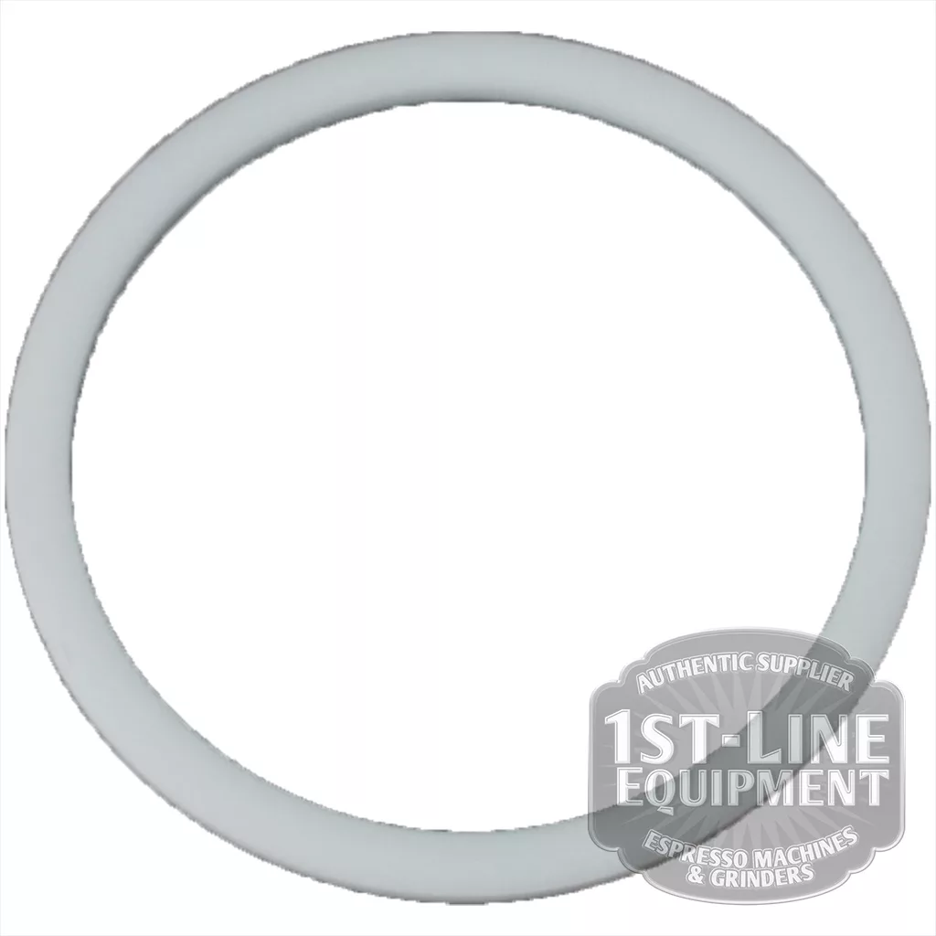 The Cimbali C..315 PTFE GASKET 58x51x2mm is a white, circular gasket with a small 1st-Line Equipment watermark in the bottom right. Perfect for Cimbali machines. Shown on a plain white background. © 2025 1st-line.com