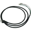The Eureka 1005.0110 110V Plug is a black power cord with a standard plug and three stripped wires—white, green, and black—each featuring metal connectors for easy installation. © 2025 1st-line.com
