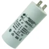 The Eureka 1013.0008 Capacitor is a white cylindrical unit with two metal prongs, labeled SINTEX, featuring specs of 8µF, 425/450V, and 50/60Hz. Certified and made in Italy. © 2025 1st-line.com