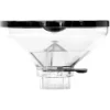 The Eureka 5215.0000 Short Bean Hopper Assembly is a clear plastic hopper with a black lid, bottom spout, and side lever for easy coffee bean dispensing; its an ideal replacement for compatible machines. © 2025 1st-line.com