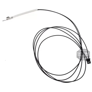 The I.3986 NTC temperature probe MF59 features a long black wire with a metal sensor and plastic connector, ideal for Ascaso Bar 2017 1-2 groups 110V machines. © 2025 1st-line.com