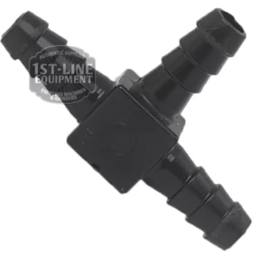 The I..482 PIPE HOLDER FITTING is a black plastic Y-shaped connector with ribbed barbed ends for securely joining three flexible hoses. Shown on a white background with a 1st-Line Equipment watermark on the left side. © 2025 1st-line.com