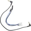 The Lelit 3000043 Water Tank Wiring features blue wiring, two right-angle 3.5mm male connectors, a cylindrical adapter, and a white connector—perfect for linking water tank sensors and accessories. © 2025 1st-line.com