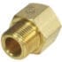 The V..319 3/8f-3/8m FITTING is a brass hexagonal pipe adapter with external and internal threads and a metallic gold sheen, shown unused against a white background. © 2025 1st-line.com
