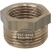 The V..328 1/2f-3/4m FITTING is a brass hex bushing adapter with internal and external threads for connecting different pipe sizes. 1st-line equipment espresso machines & grinders label is overlaid on the image. © 2025 1st-line.com