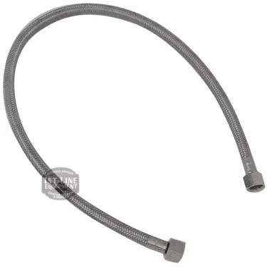 The V..453 0.75M Stainless Steel Flexible Hose, featuring metal hex connectors on both ends and a durable braided design, is displayed against a white background. © 2025 1st-line.com