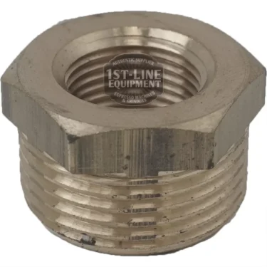 The V..483 PURIFIER TAP FITTING is a metal threaded adapter bushing with a hex head for connecting pipes or fittings. It has a 1st-Line Equipment label and measures 3/8 female x 3/4 male. © 2025 1st-line.com