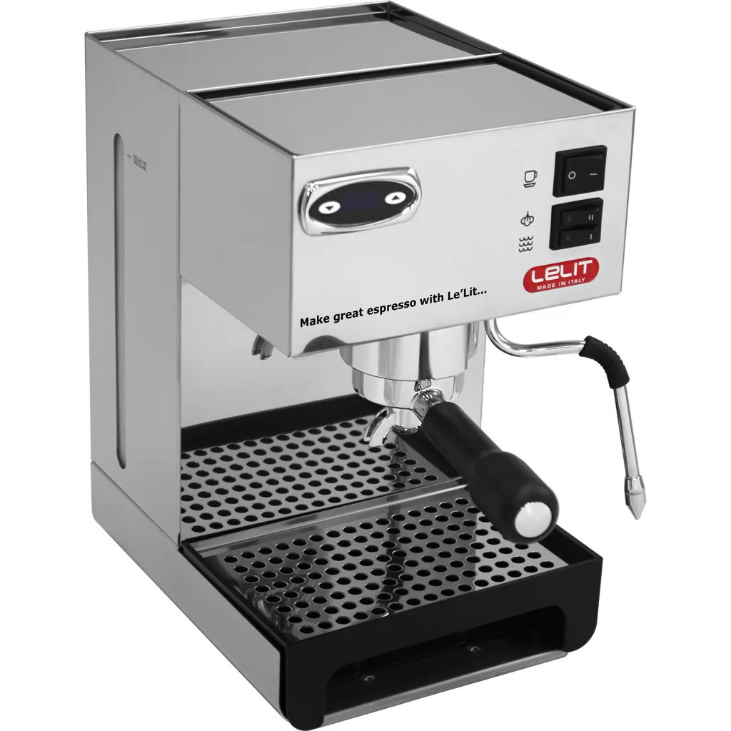 The DISCONTINUED Lelit PL41TQE Anna PID Espresso Machine features a stainless steel body, portafilter, steam wand, drip tray, control buttons, brand logo on the front panel, and “Make great espresso with Le’LiL Anna PID.”. © 2025 1st-line.com