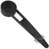 The V..520 PLASTIC SPOON is a black plastic coffee scoop with a flat handle, featuring an open rectangular section near the scoop and displaying a subtle V520 and 1st-Line Equipment logo watermark on the handle. © 2025 1st-line.com
