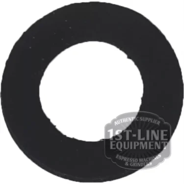 The V..546 WATER INLET RUBBER GASKET 24x12x2mm is shown—a black circular rubber gasket with a central hole on a white background. A semi-transparent 1st-Line Equipment logo appears in the bottom right corner. © 2025 1st-line.com